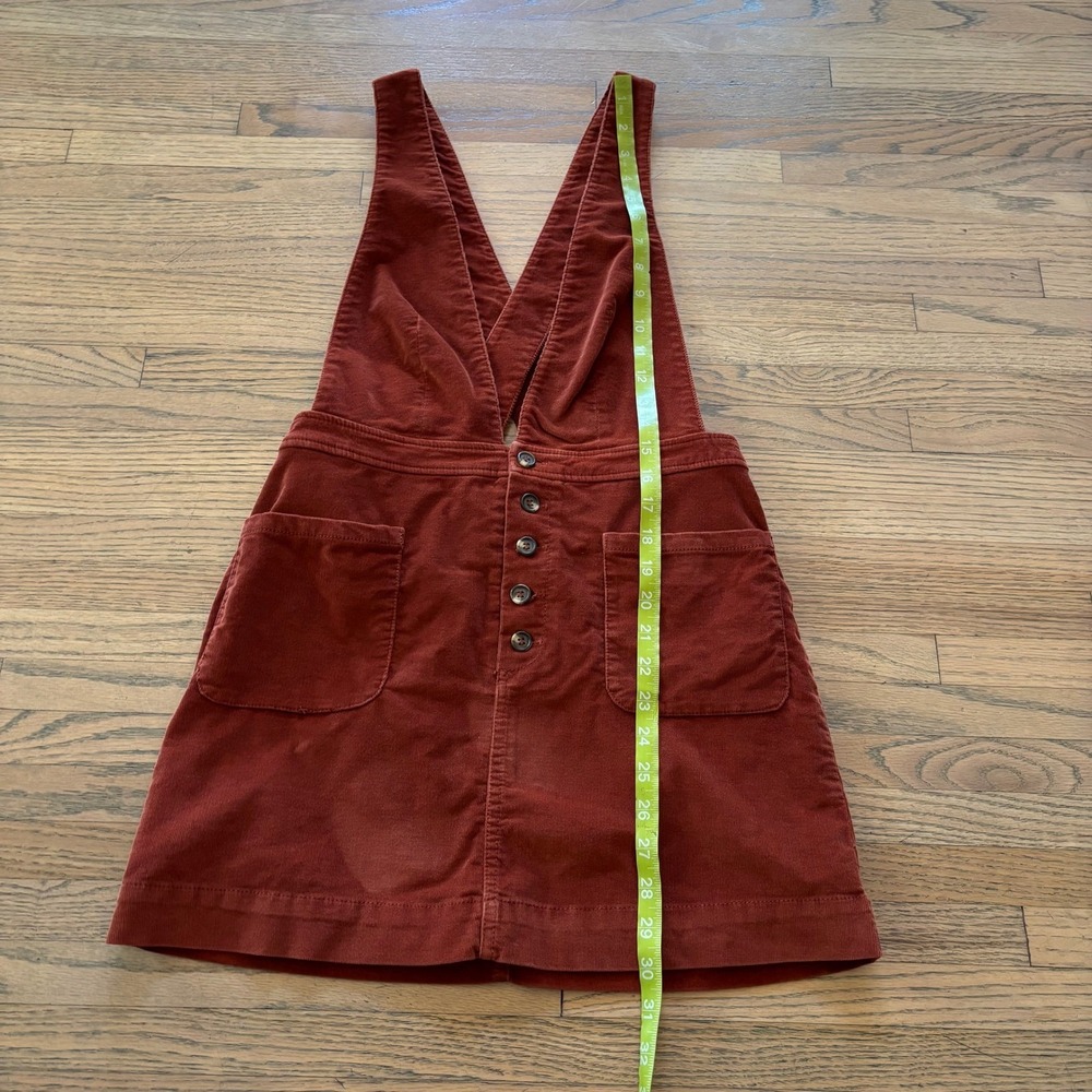 Free People Womens Rust Orange Corduroy Pinafore Overall Mini Dress Size 4 - Picture 3 of 5